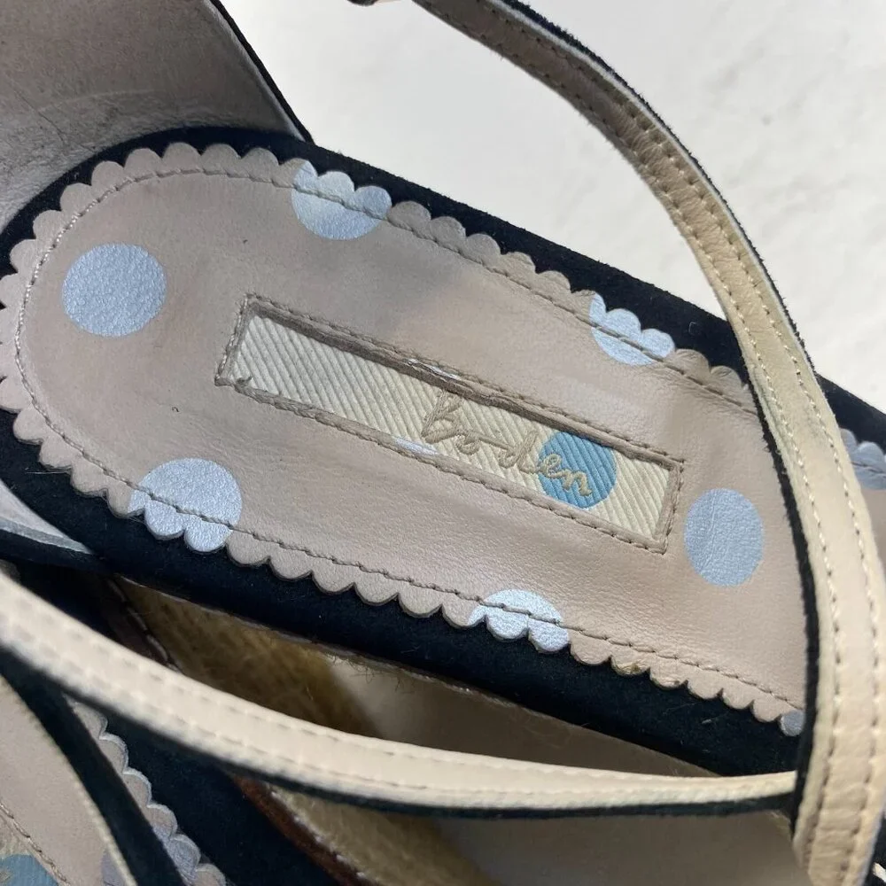 Boden Women's Platform Espadrille Wedge Sandals Black Size 41,Preppy